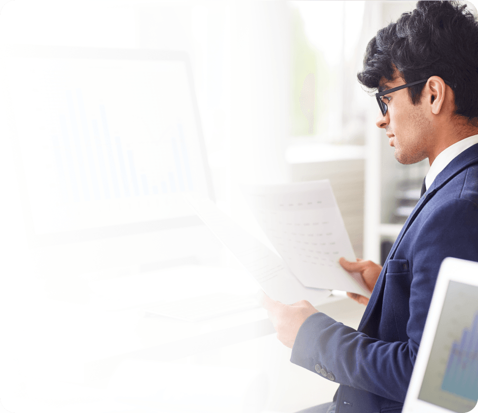 Professional looking at papers